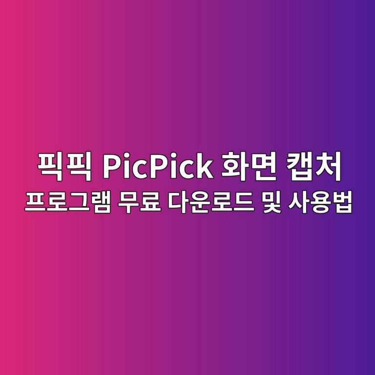 픽픽 PicPick 화면 캡처 프로그램 무료 다운로드 및 사용법 1