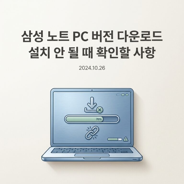삼성 노트 PC 버전 다운로드 설치 안 될 때 확인할 사항